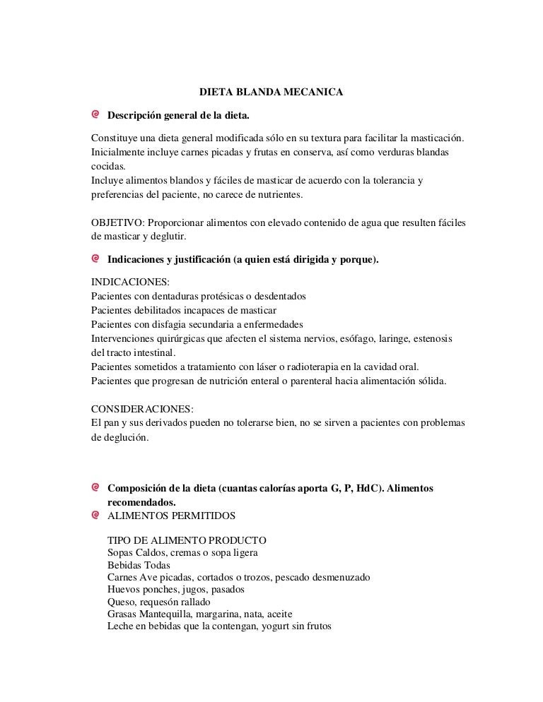 La dieta de alimentos blandos La dieta de alimentos blandos